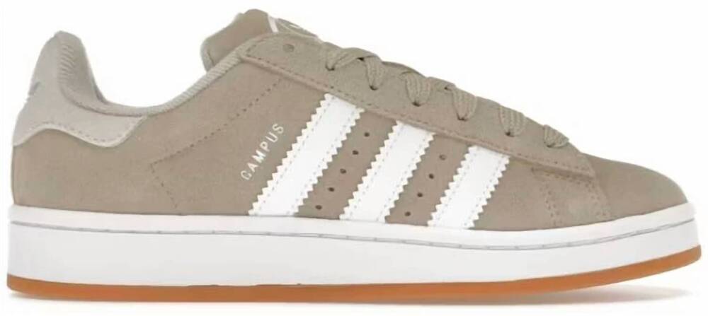 NEW ADIDAS unisex campus 00s round toe sneakers in beige ftwr white/gum 2